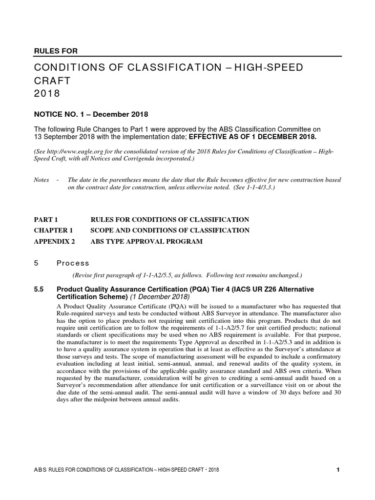 Conditions of Classification - High-Speed Craft 2018: Rules For | PDF ...