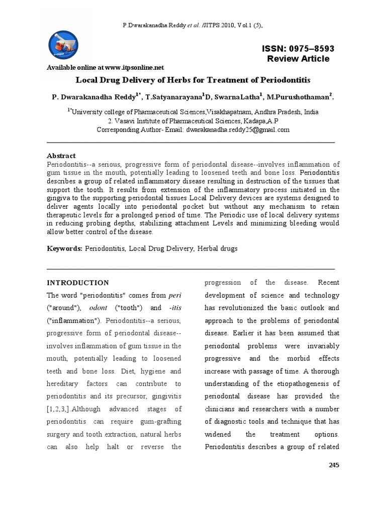 Herbal Local Delivery in Periodontitis | PDF | Periodontology | Oral ...