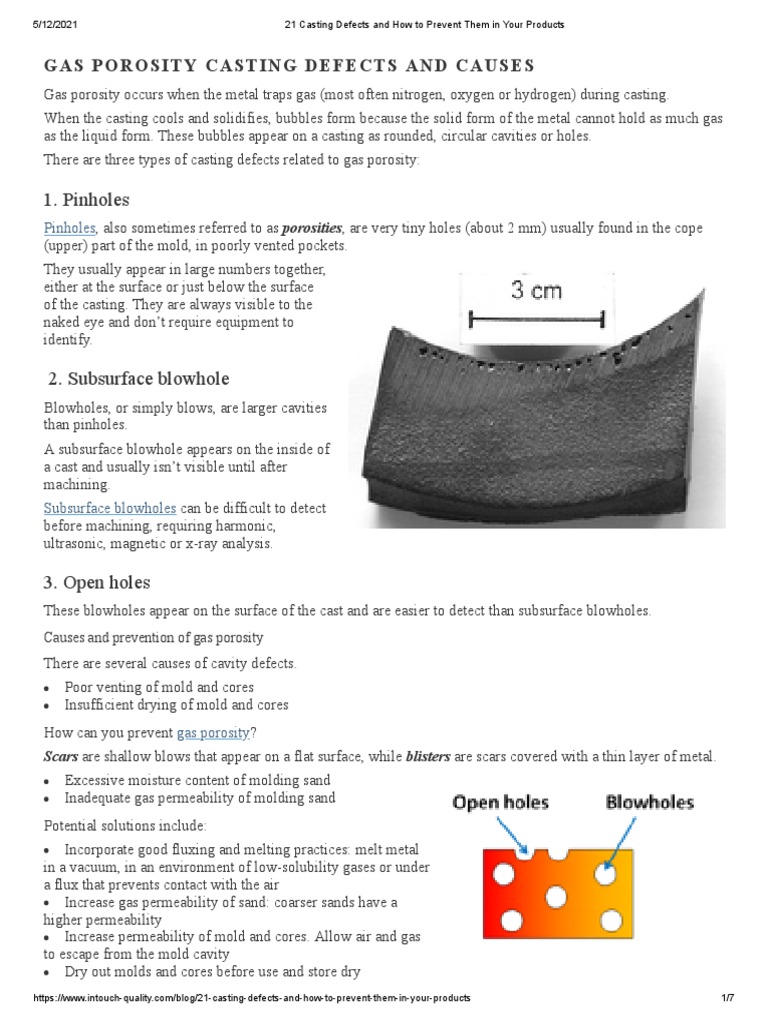 Preventing Casting Defects in Production | PDF | Casting (Metalworking ...