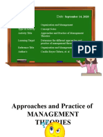 Approaches and Practice of MANAGEMENT THEORIES