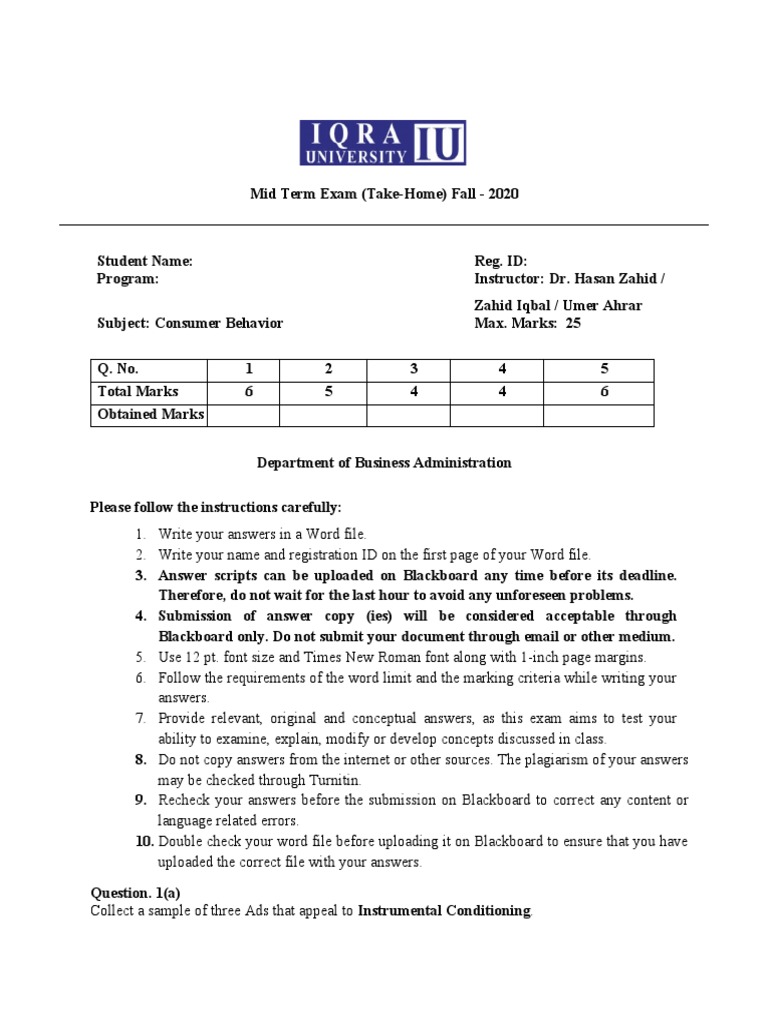 Consumer Behavior Midterm Exam Guide | PDF | Marketing | Market (Economics)