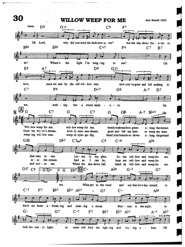 Willow Weep For Me - Lead Sheet | PDF