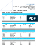 Price List For Hematology Reagents