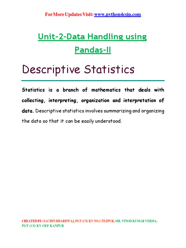 Data handling using pandas ii pdf my sql quantile