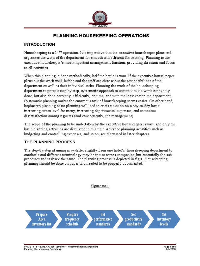 1 Planning Housekeeping Operations PDF Housekeeping Databases