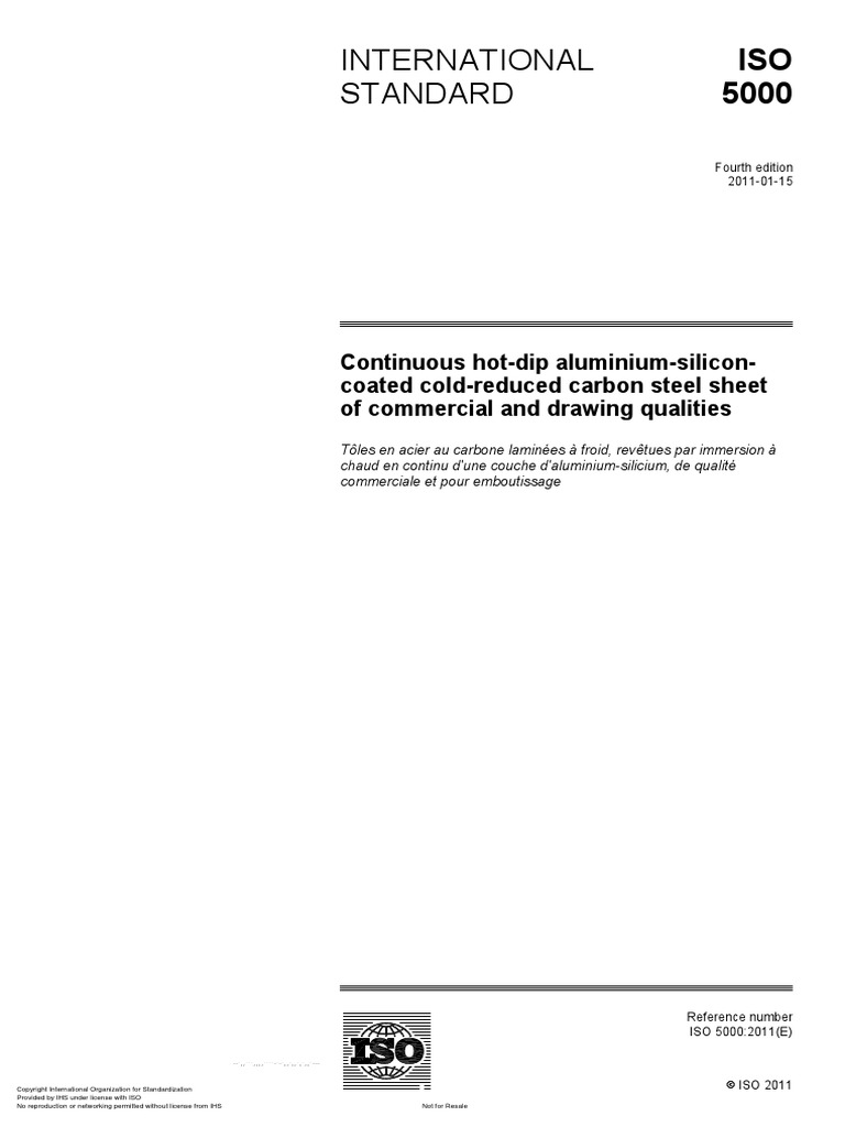 Iso 05000-2011 | PDF | Sheet Metal | International Organization For ...