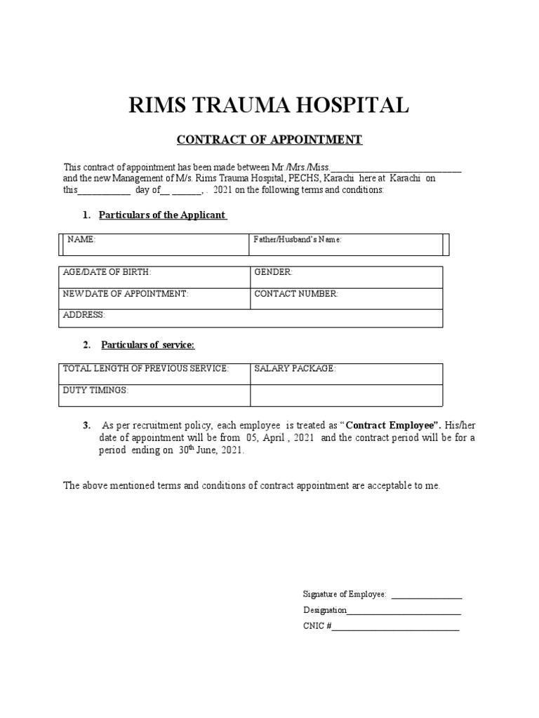 Rims Contract Form | PDF