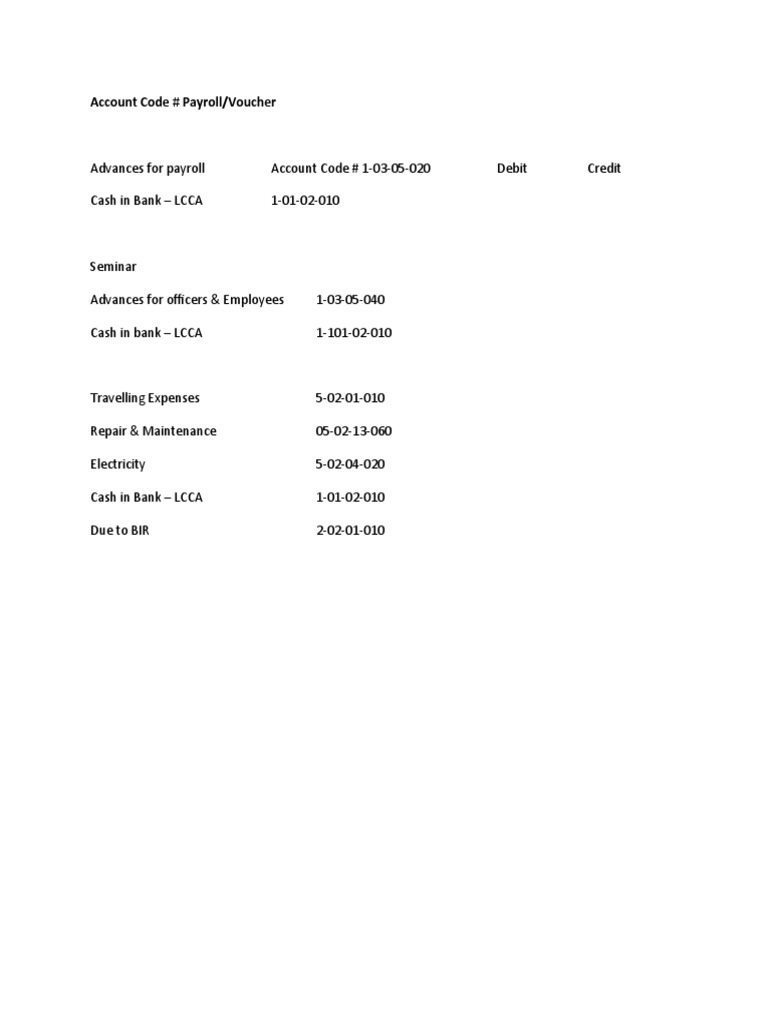 Payroll Account Codes Overview | PDF | Finance & Money Management