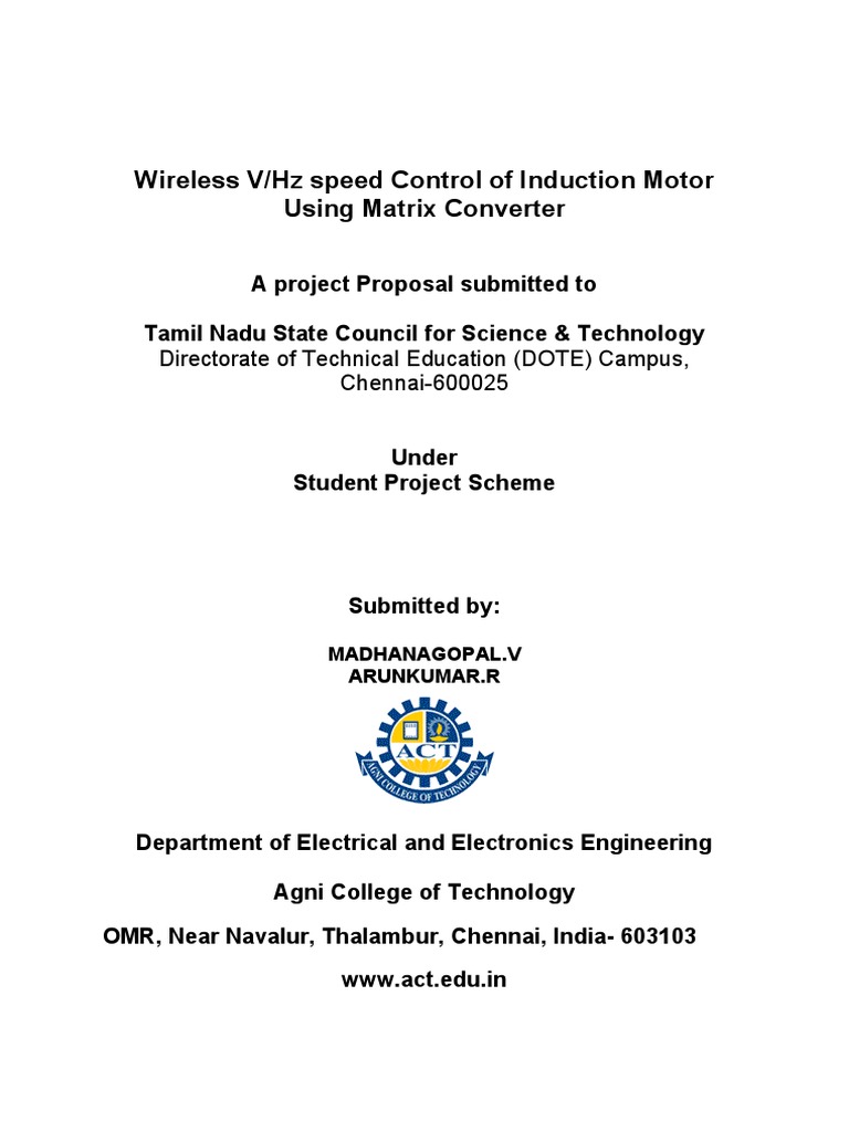 TNSCST-Student Project Scheme2 | PDF | Electric Motor | Electricity
