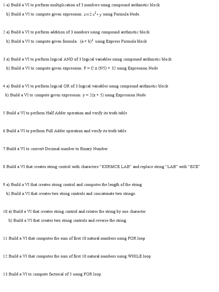 Labview Questions | PDF | String (Computer Science) | Arithmetic