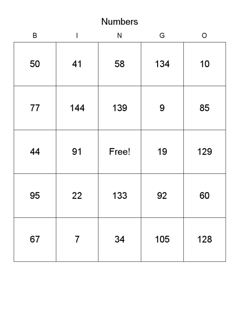 Random Bingo Number Call List | PDF | Teaching Mathematics