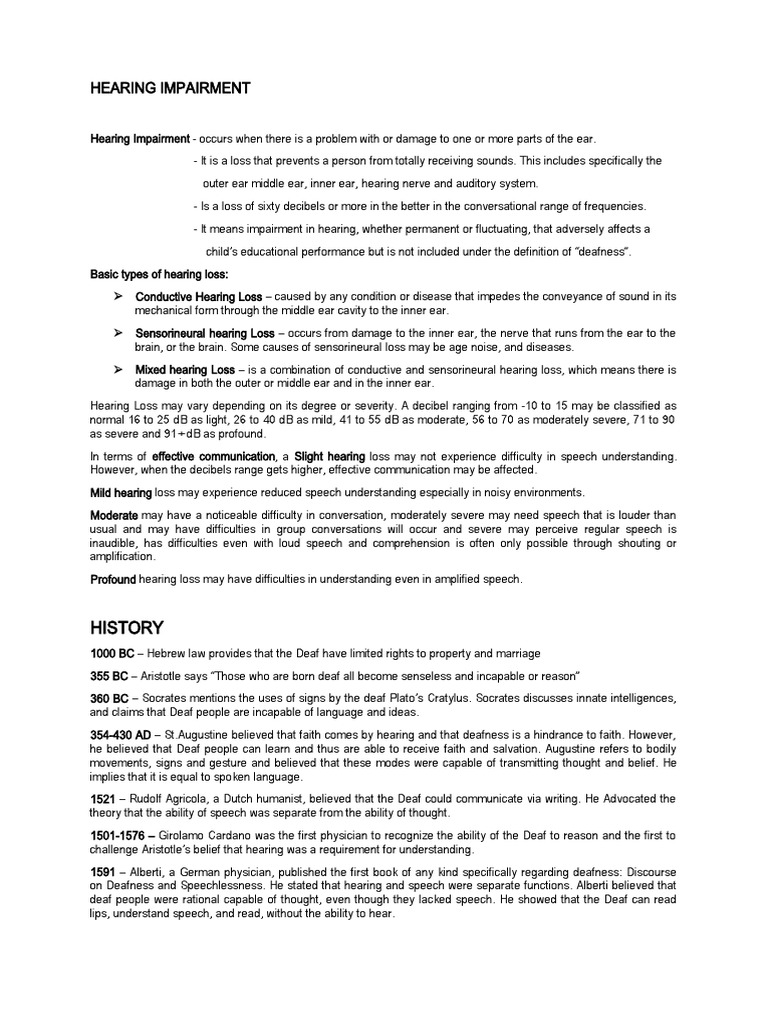 Hearing Impairment | PDF | Hearing Loss | Hearing
