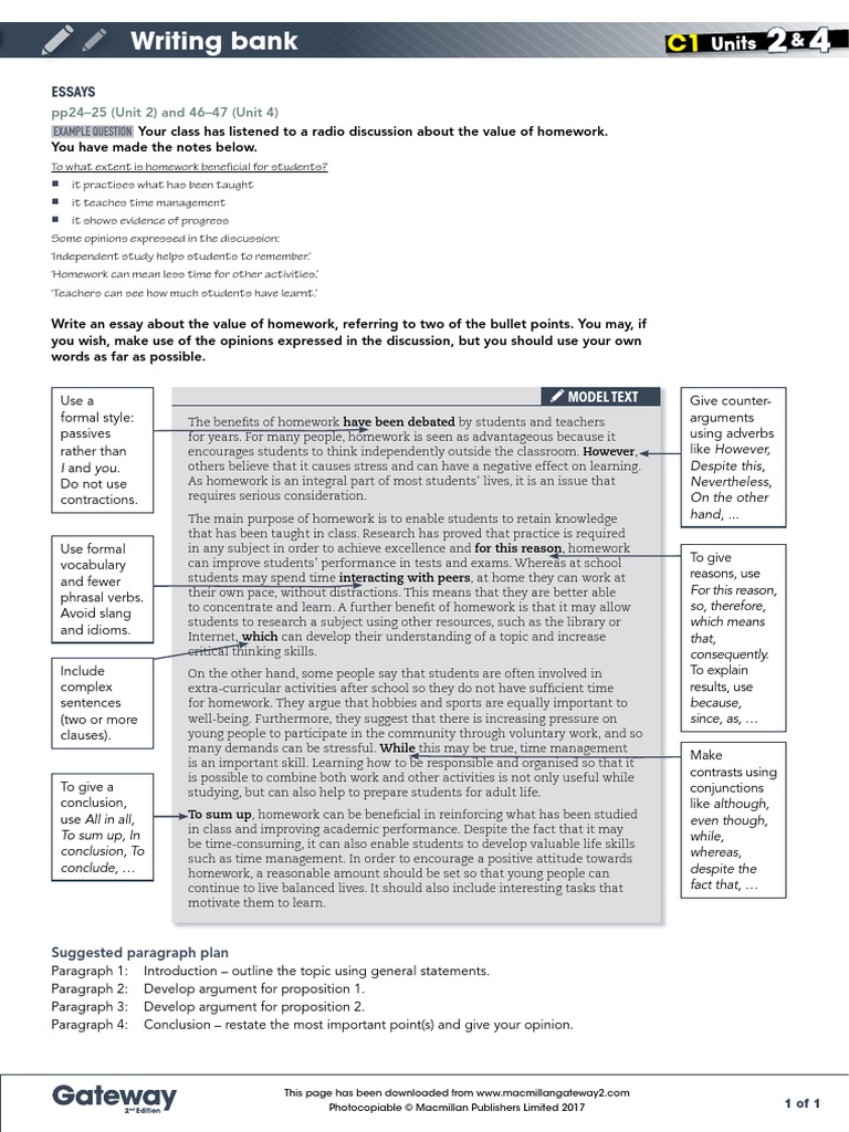 Gateway Writing Essay | PDF | Homework | Essays