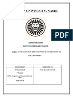 Sandip University, Nasik: Assignment On Law of Corporat Finance