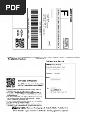 Sample USPS Lable