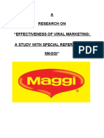 A Research On "Effectiveness of Viral Marketing: A Study With Special Reference To Maggi"