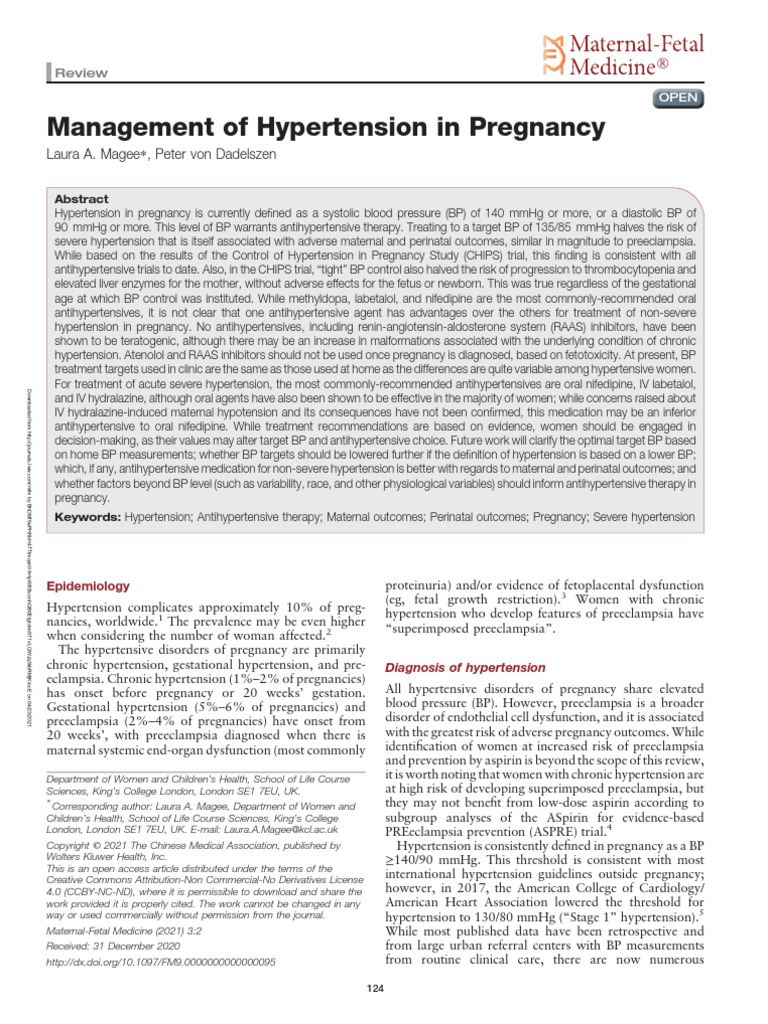 Management of Hypertension in Pregnancy.7 | PDF | Hypertension | Blood ...