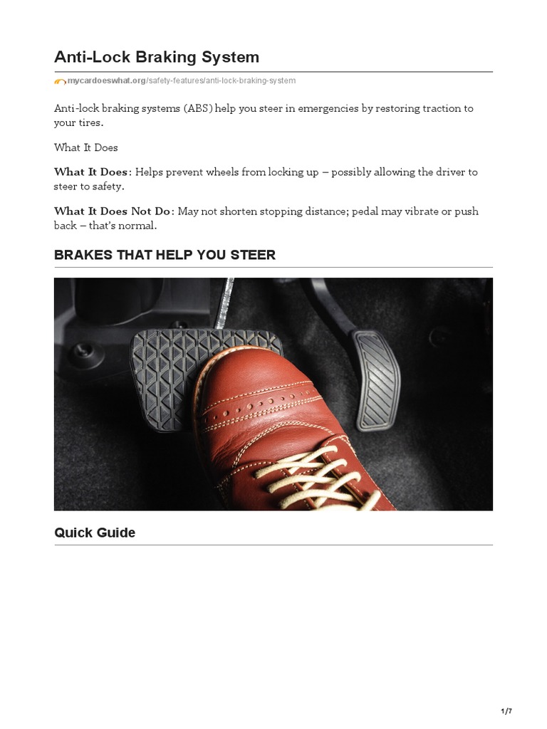 Understanding Anti-Lock Braking Systems | PDF | Anti Lock Braking ...