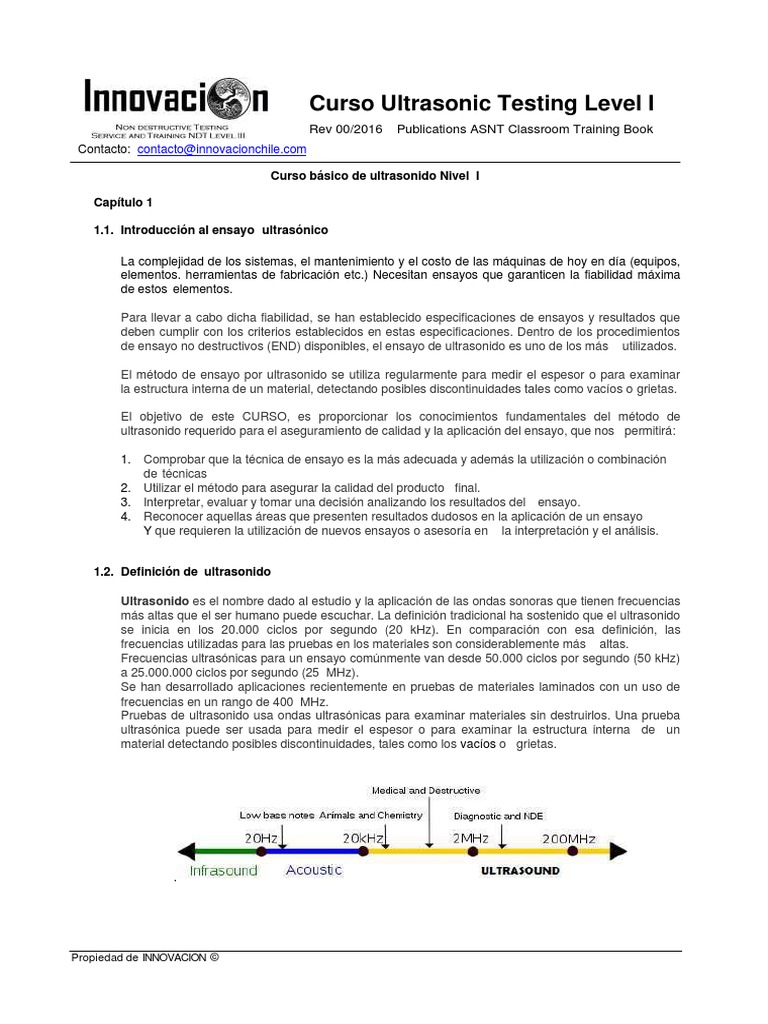 Manual Ultrasonic Testing Level I 2018 (17480) | PDF | Refracción | Olas