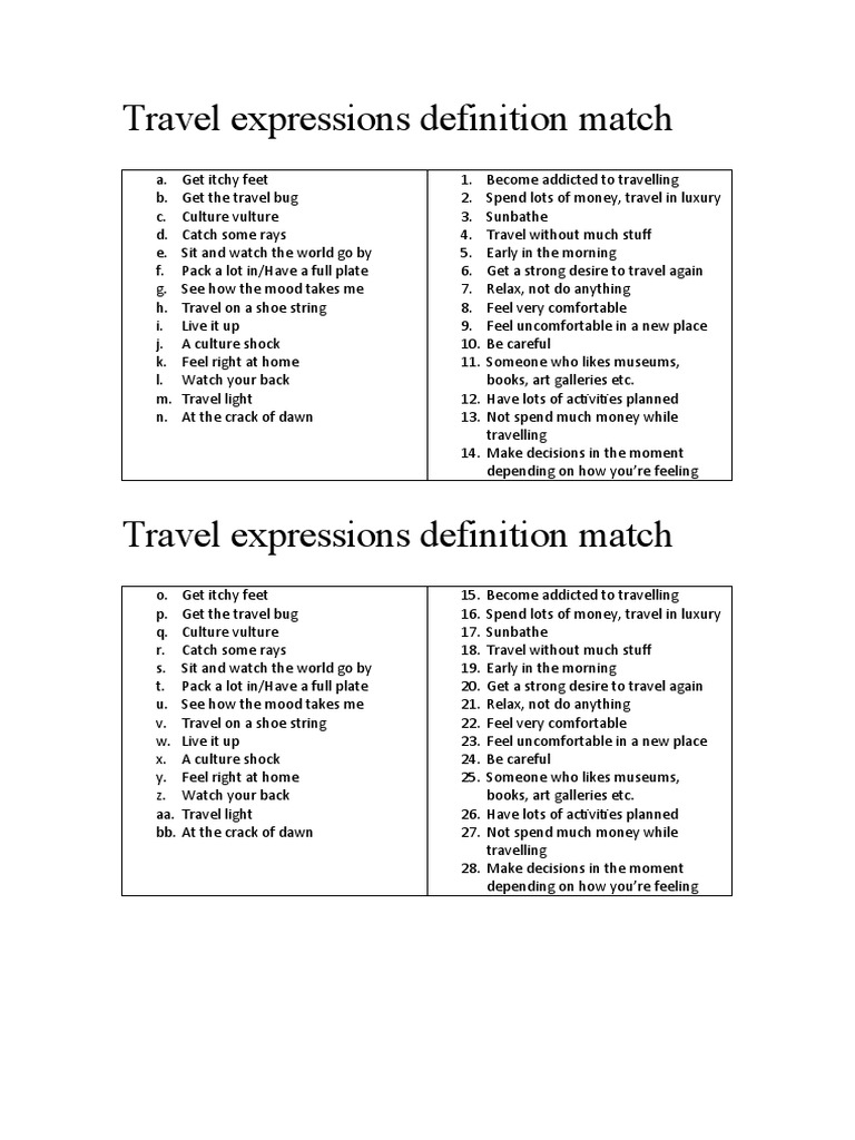 Travel Expressions Explained | PDF