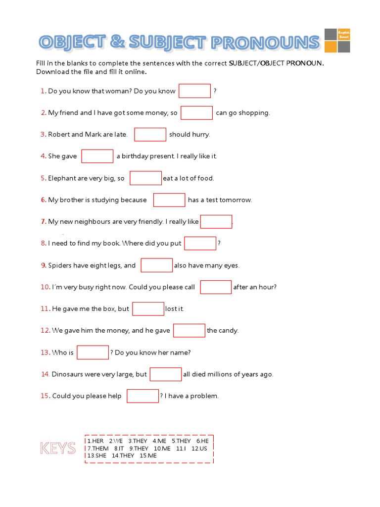 Complete Each Sentence With The Correct Subject Pronoun