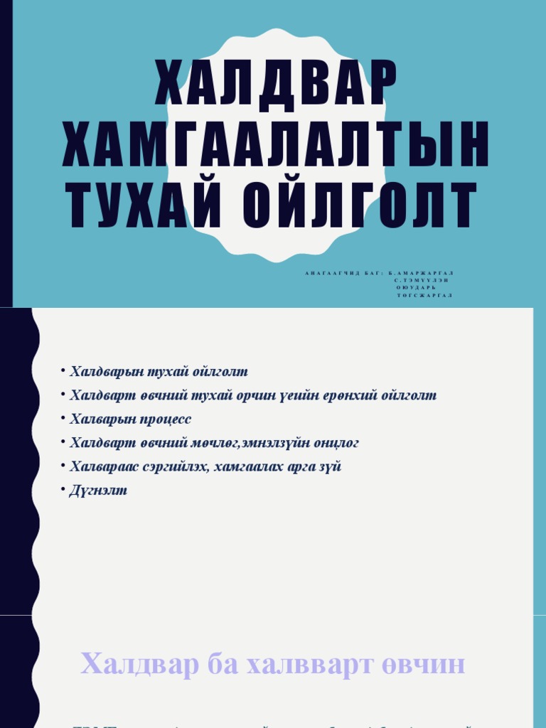 Халдвар Хамгаалалтын Тухай Ойлголт | PDF