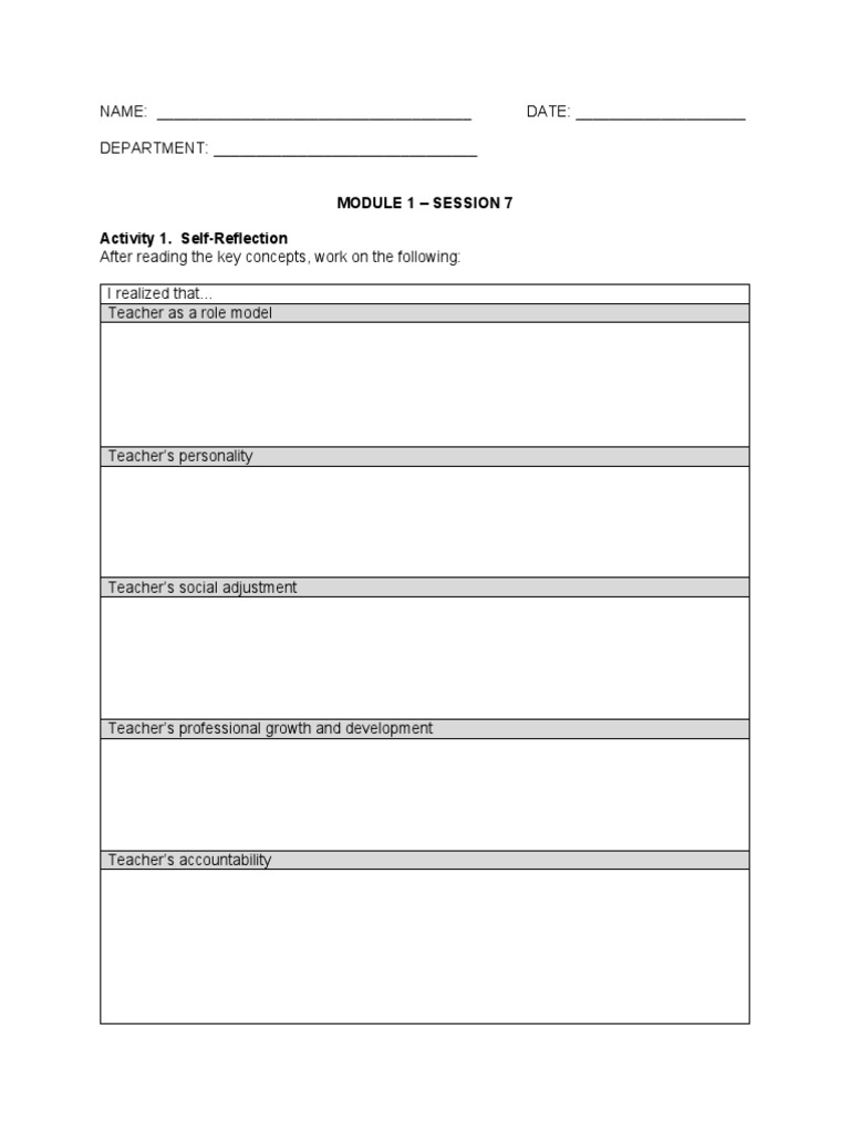 Module 1 - Session 7 Activity 1. Self-Reflection | PDF | Human Nature ...