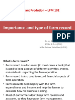 Ruminant Prodution - LPM 102: Importance and Type of Farm Record