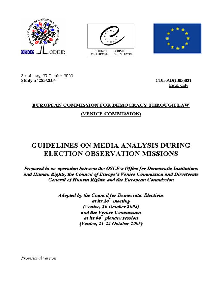 Guidelines On Media Analysis During Election Observation Missions | PDF ...