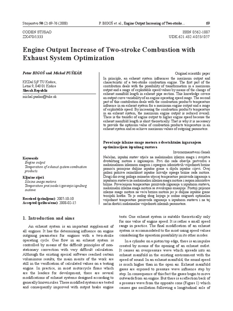 2 Stroke Improvement in Performance by Expansion Chamber | PDF ...