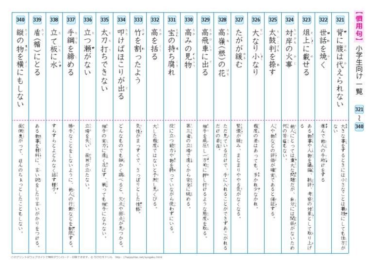 慣用句 小学生向け一覧321 Pdf