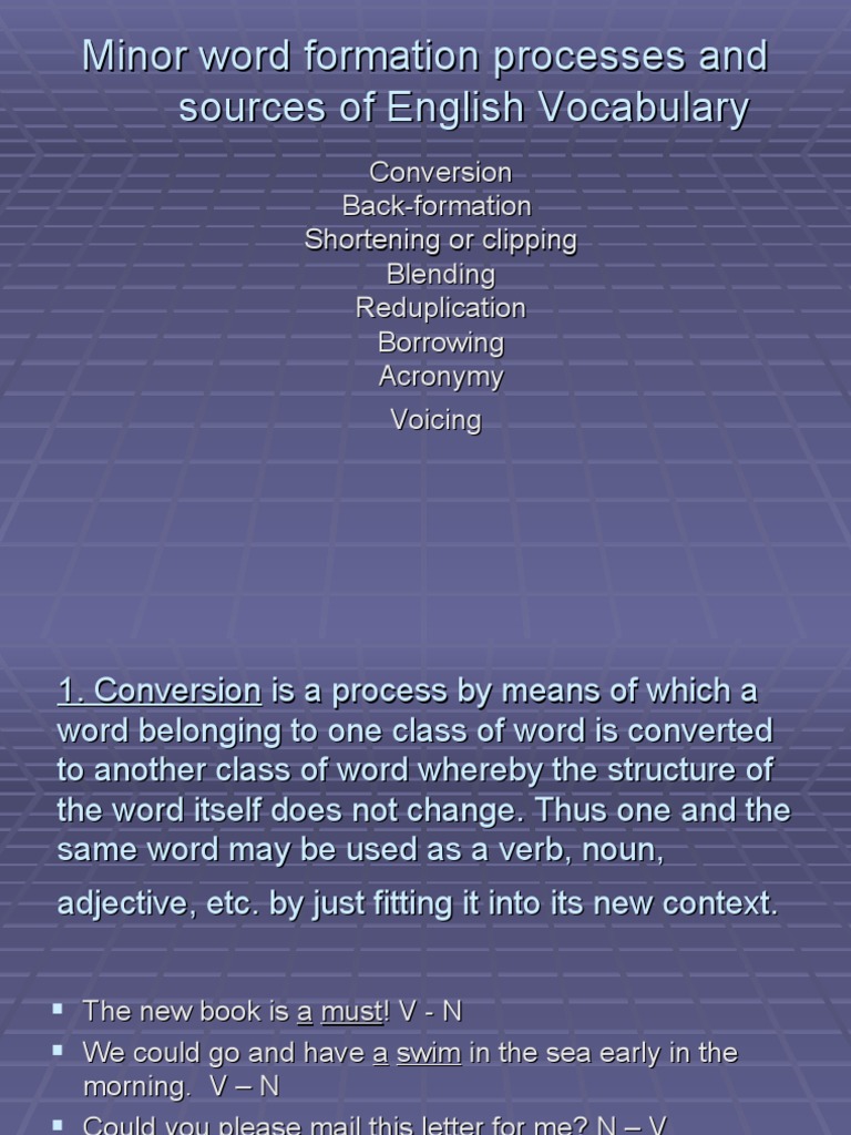 Major And Minor Word Formation Processes