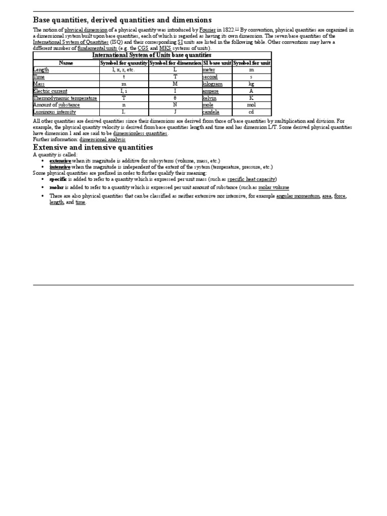 Base and Derived Quantities Explained | PDF