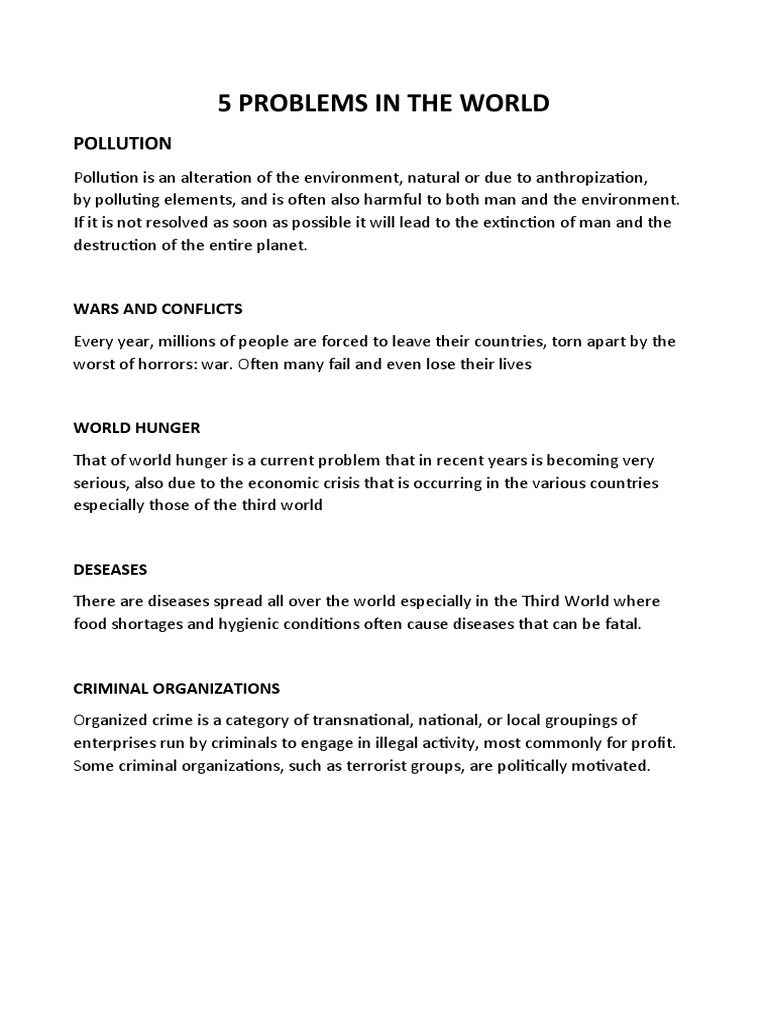 5 Problems in The World | PDF | Politics | Social Science