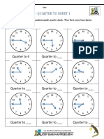 Telling The Time - Quarter To Sheet 1: Write The Correct Time Underneath Each Clock. The First One Has Been Done For You