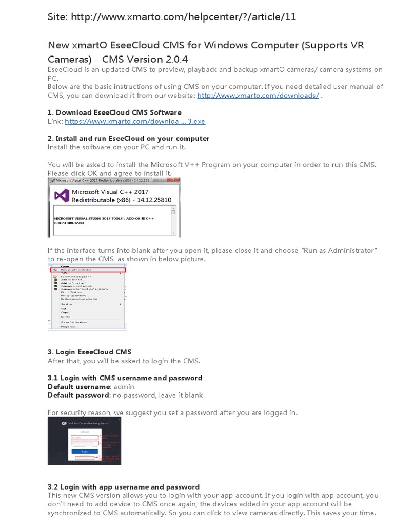 New Xmarto Eseecloud Cms For Windows Computer (Supports VR Cameras