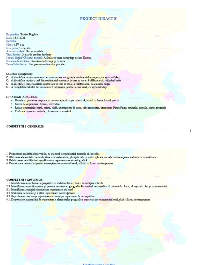 Proiect Lectie Europa | PDF