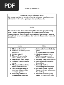 Notes For "Plants" by Olive Senior