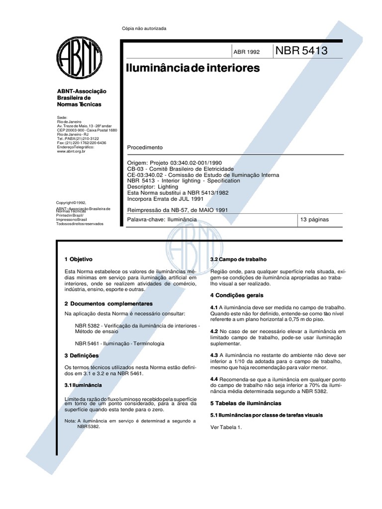 Abnt Nbr 5413 .Pdf – Normas técnicas ABNT ISO em PDF, disponíveis para ...