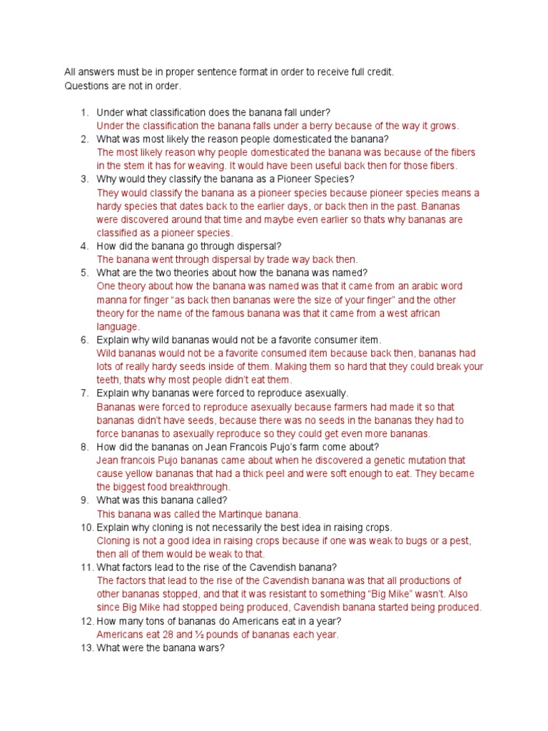 How Bananas Changed The World Mutations PDF Banana Species