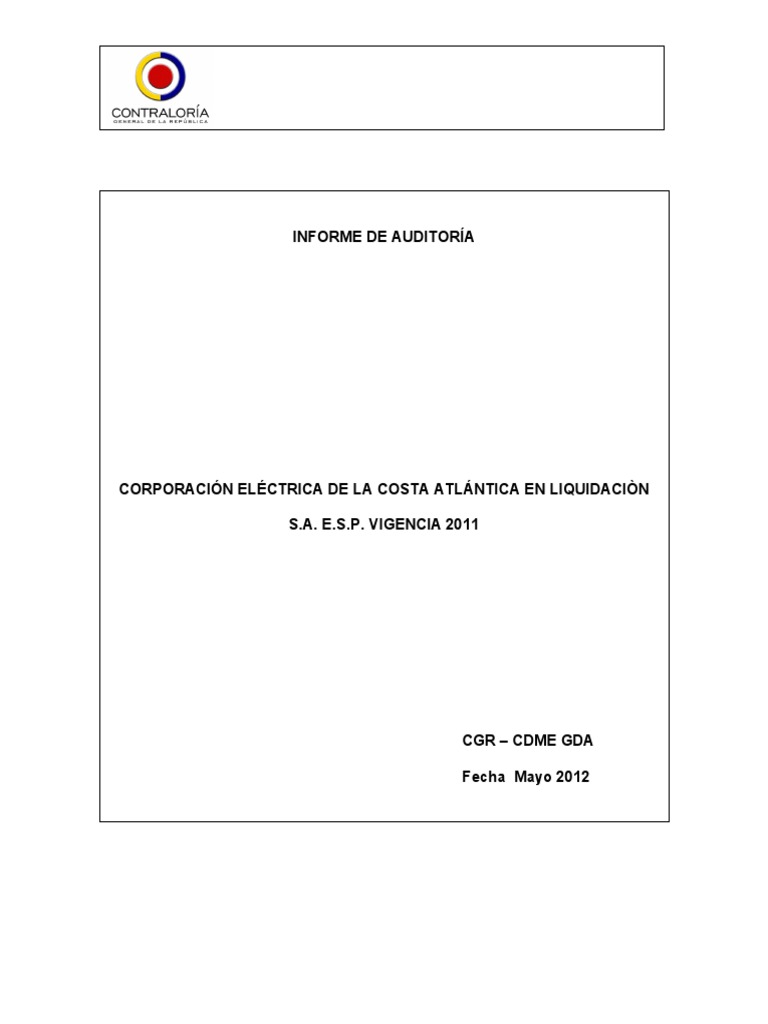 Informe CORELCA S.A. - en Liquidación-2011 | PDF | Auditoría | Contabilidad