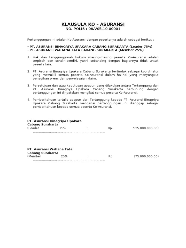 Klausula KoAsuransi PDF