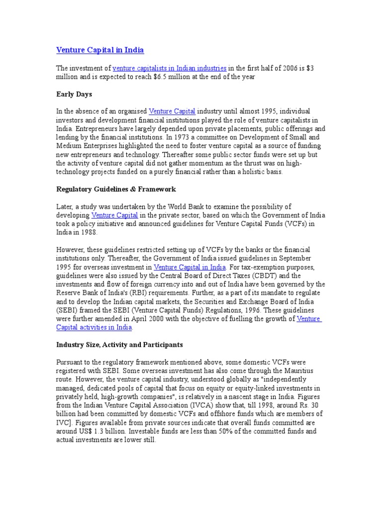 Venture Capital Landscape in India | PDF | Venture Capital | Corporate ...