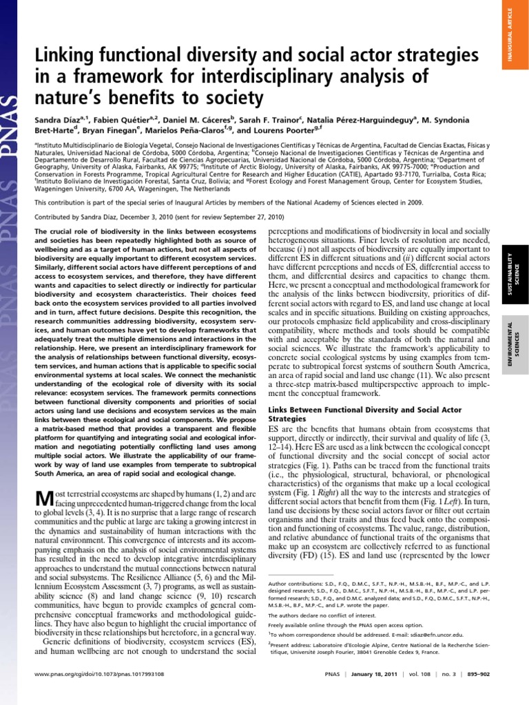 Linking Functional Diversity and Social Actor Strategies in A Framework ...