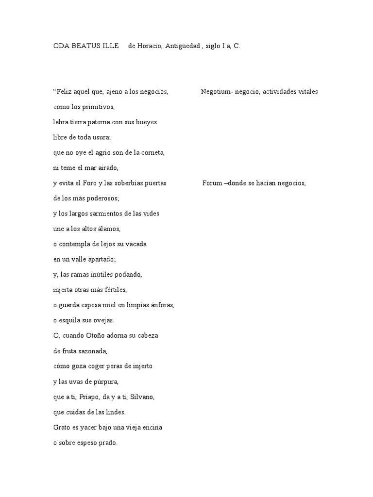 Oda Beatus Ille de Horacio | PDF | Horacio | Poesía