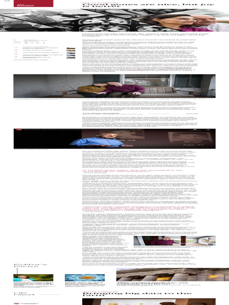 Harvard Longitudinal Study On Happiness PDF Ageing Happiness