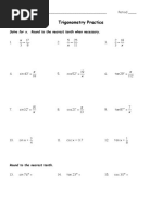 Trigonometry Practice: Solve For X. Round To The Nearest Tenth When Necessary