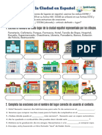 Places in Town in Spanish PDF Worksheet Los Lugares de La Ciudad en Español (1)