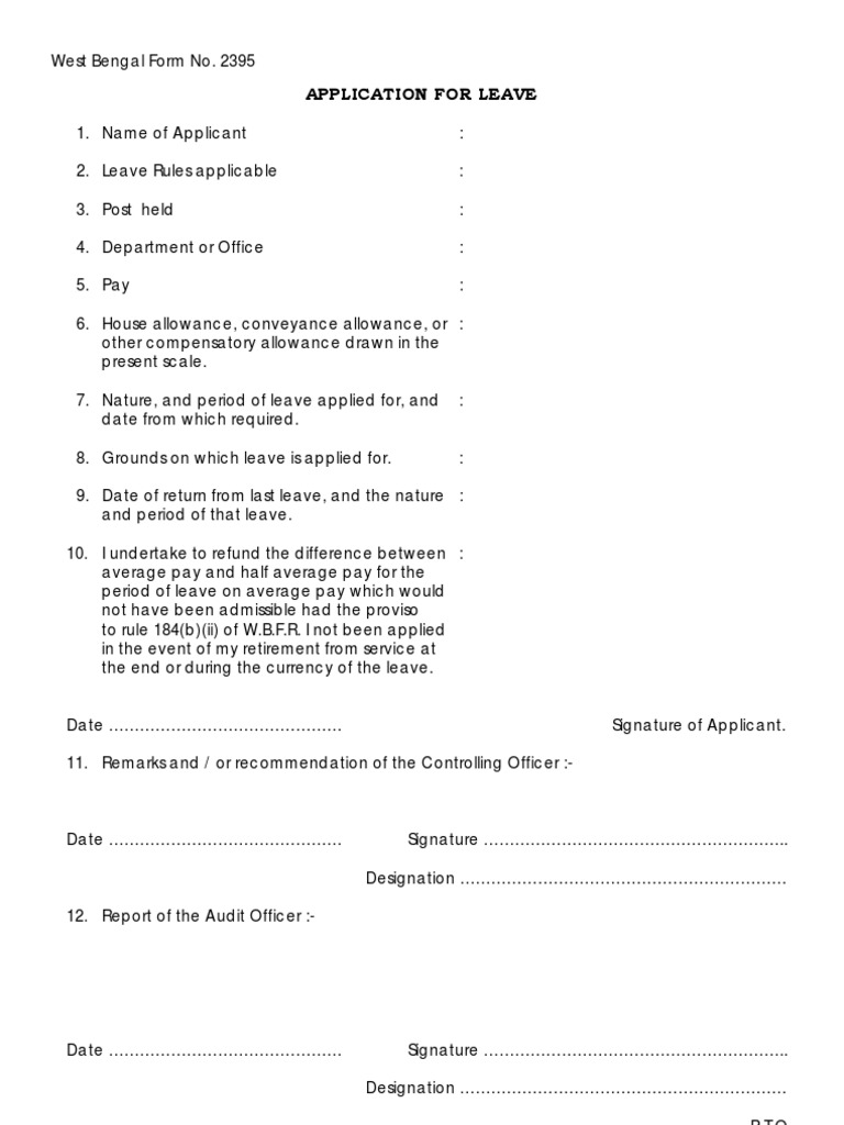 Earned Leave Application Form Assam