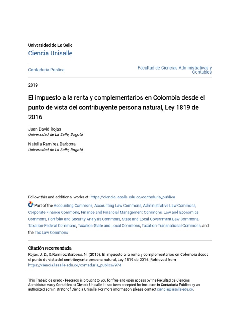 El Impuesto A La Renta y Complementarios en Colombia Desde El Pun | PDF ...